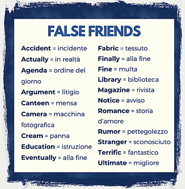 False friends Italiano Inglese