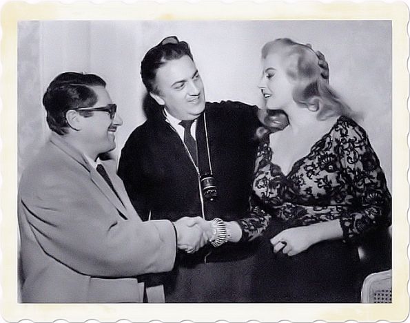 Flaiano con Fellini e la Ekberg